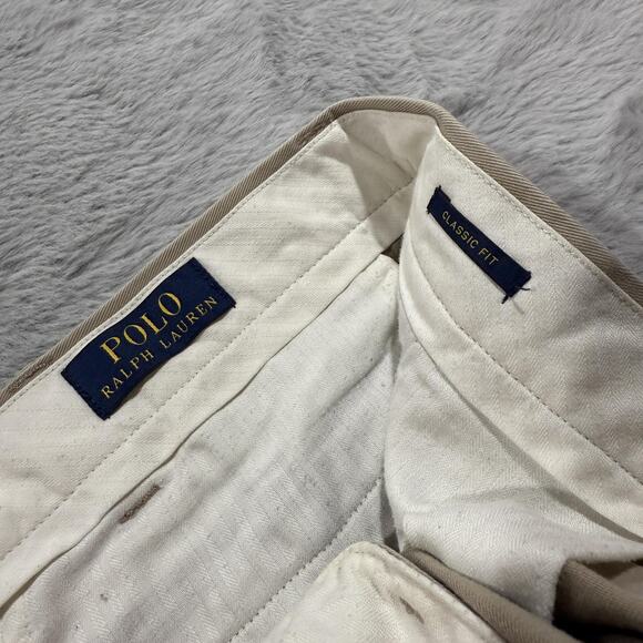 Polo Ralph Lauren Pants Mens 38x32 Khaki Classic Fit Chinos Casual Dress Cotton - Picture 4 of 10